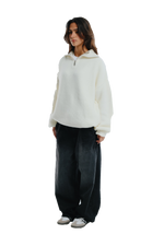 Load image into Gallery viewer, Off-white knit quarter zipper
